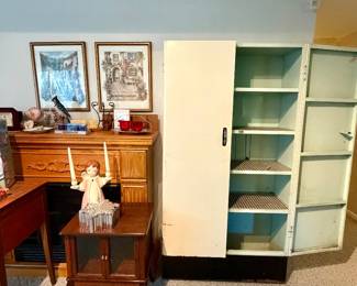 Cabinets, side table, sewing table, decor