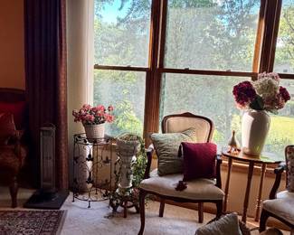 Faux floral and vintage furniture 