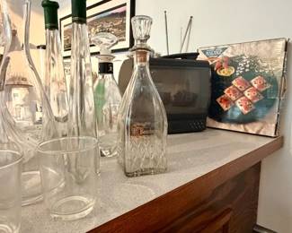 Tv, liquor decanters 