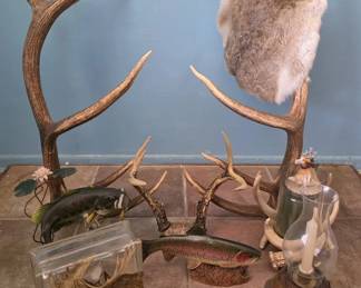 Premium Wildlife Art  Antlers, Danbury Mint Bass Sculpture  More