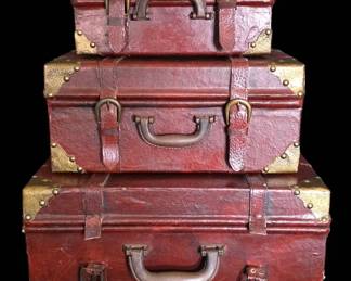 VintageStyle Burgundy Nesting Storage Trunks