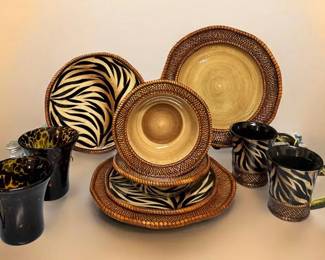 Exotic Stoneware Dinnerware Set  Home Interiors Zaza Zebra Series