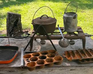 Vintage Cast Iron  Rustic Outdoor Cooking Lot... Restore and Admire