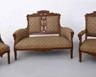 True Antique Settee  Chairs... Historical Eastlake Style