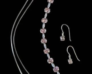 Elegant Sterling Silver  Pink CZ Jewelry Lot