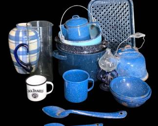 Vintage Blue Enamelware  Decorative Home Decor