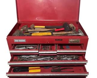 Vintage Craftsman 6Drawer Red Steel Tool Chest Loaded with Tools