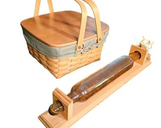 2003 Longaberger Basket Combo  Vintage Rolling Pin Decor