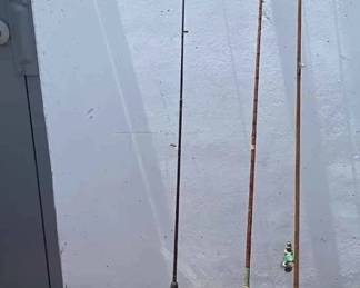 14CT589Vintage Wooden Fishing Rods More