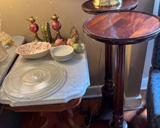 Marble top and set of 2 plant stands