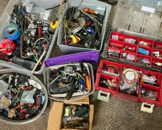 Mixed Garage Hardware, Electrical Parts  Shop Organizer Lot