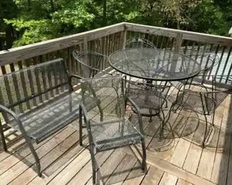 Metal Outdoor Patio Set with Table, Chairs  Bench