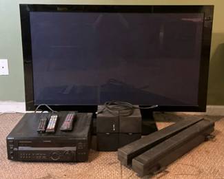 Pioneer Flat Screen TV w Sony Receiver  Speakers