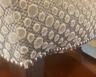 Custom upholstered boudoir chair, detail.