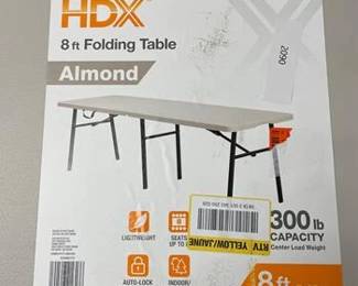 HDX 8 ft. Rectangle Almond Resin Top Folding Utility Table