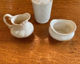 White Lenox Colonial Collection Vintage Cream and Sugar Dishes.
