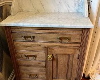 Victorian Eastlake Style Marble Top Washstand