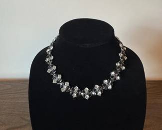 White House Black Market Crystal Floral Statement Necklace