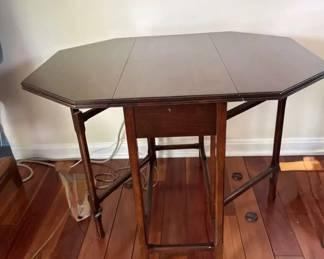 Vintage Ethan Allen Octagon DropLeaf Gateleg Table with Drawer