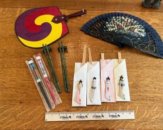 Jade Chopsticks with Rests, Asian Hand Fans, and MORE