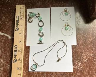 Gold TwoTone Jewelry Lot with Blue Green Beads