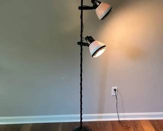 Black Dual Head Adjustable Floor Lamp