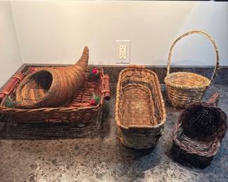 Lot of Holiday Woven Baskets And Cornucopias