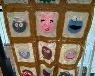 Handmade Crochet Sesame Street Character Afghan Throw Blanket
