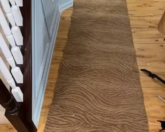 12 ft x 3 ft Modern Textured Hallway Runner Rug, BrownTaupe