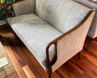 Pair 2 Matching Mahogany Frame, Light Floral Upholstery Couches