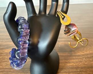 Vintage Purple and Copper Tone Statement Bracelets