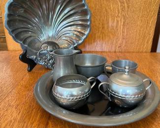 Wallace Silverplate Clamshell Bowl, English and Wallace Pewter, Decorative Serveware, Cups, MORE