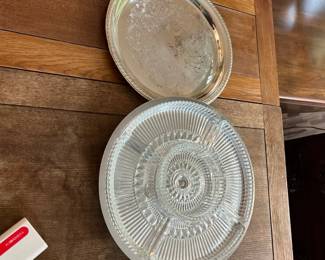 SilverPlated Serving Trays With Removable Glass Relish Inserts