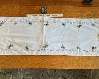 Butterfly Table Runner and Butterfly Enamel Jewelry Box