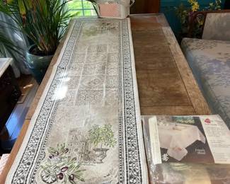 Greek Fashioned Table Runner and French Floral Tablecloth