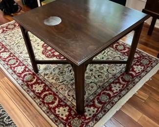 Dark Stained Wood Square Accent End Table with XBrace Detail