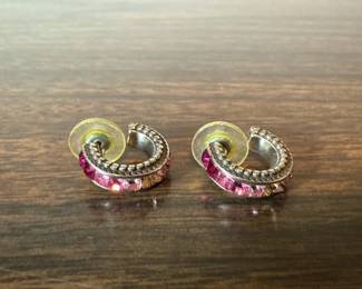 Swarovski Pink Ombre Crystal Necklace and Huggie Earrings Set