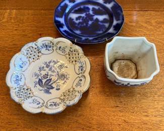 Sadek Reticulated Porcelain Bowls and Plate