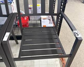 Dark Taupe Stacking Steel Slat Outdoor Dining Chair