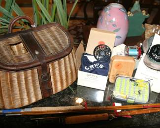 Orvis Rod & Tackle Flyrod Reels, Vintage Montague Bamboo Flyrods, Vintage Wicker Creel