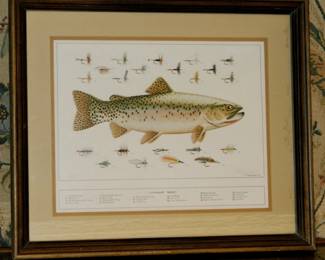 Original Signed Eldridge Hardie 1970 Litho Cutthroat Trout & Flies #115/1500