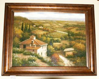Original Tuscan Vineyard Framed and Signed Kitner Oil Painting
