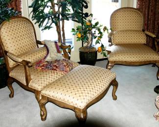 Designer Arm Chairs & Ottoman, Louis XV