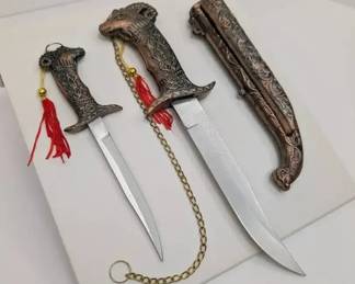 CB001 Ram Head Dagger Set with Scabbard