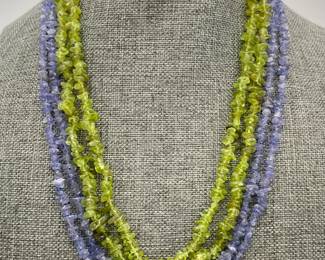 Tanzanite and Peridot Chip Necklaces