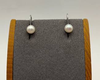 White Gold Pearl Earrings