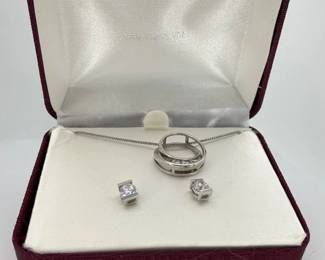Silver CZ Necklace and Earring Set