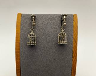 Vintage Silver Birdcage Earrings