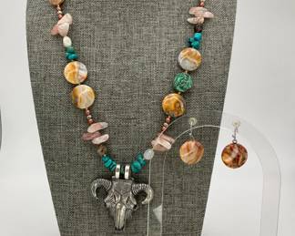 Natural Stone Necklace and Earring Set