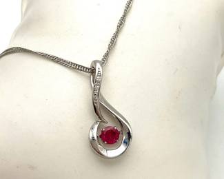 Sterling Silver Spinel & Diamond Necklace
